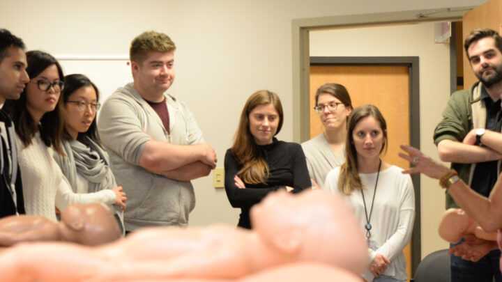 Students learning gynecology